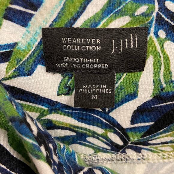 J. Jill Wearever Green Blue Smooth Fit Wide Leg Cropped Knit Pants Size Medium - Picture 6 of 9